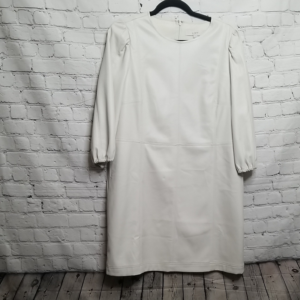 Loft Off White Pleather Dress Size 10 Nwt